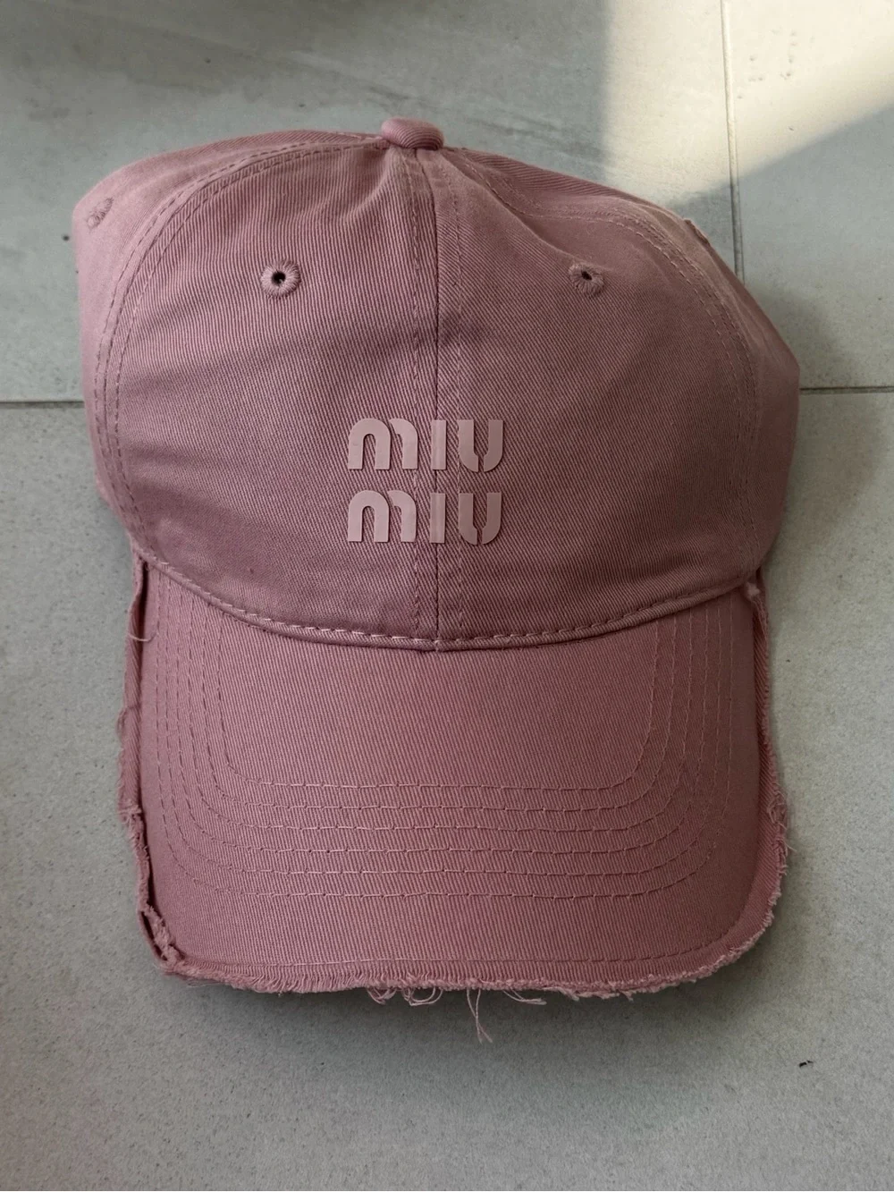 Designer Pink Distressed Logo Baseball Cap Adjustable Cotton Hat NWT Luxury